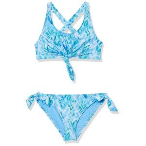 Splendid Girls Bralette & Tie Side Retro Pant Set, Blue, 10